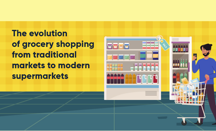 The evolution of grocery shopping from traditional markets to modern supermarkets